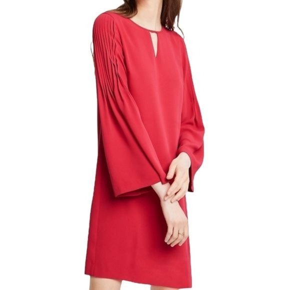 Ann Taylor Pleated Bell Sleeve A Line Dress Size 0 - Picture 1 of 12